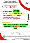 PVL3703 ASSIGNMENT 1 QUIZ MEMO - SEMESTER 2 - 2024 - UNISA - DUE :27 AUGUST 2024 - UNIQUE NUMBER:- 576675 (DISTINCTION GUARANTEED) + INCLUDES 200-500 PAGE MCQ BOOKLET 