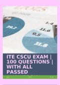 ITE CSCU EXAM | 100 QUESTIONS | WITH ALL PASSED ANSWERS!!