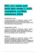 PSC 211 state and local gov exam 1 with complete verified solutions 2024