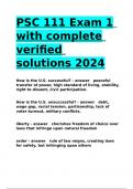 PSC 111 Exam 1 with complete verified solutions 2024