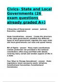 Civics- State and Local Governments (26 exam questions already graded A+).