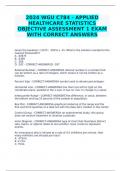 2024 WGU C784 - APPLIED HEALTHCARE STATISTICS OBJECTIVE ASSESSMENT 1 EXAM WITH CORRECT ANSWERS