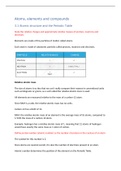 Summary notes for CIE IGCSE Chemistry Topic 3: Atoms, elements and compounds 