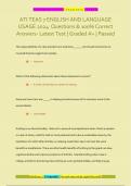 ATI TEAS 7 ENGLISH AND LANGUAGE  USAGE 2024 Questions & 100% Correct  Answers- Latest Test | Graded A+ | Passed