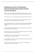  IB Business Unit 2 Test (Human Resources) Revision Exam And All Correct Answers.