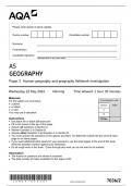 AQA AS Level Geography Question Paper 2 2024