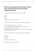  MD Pre-Licensing Title Insurance Prep - Set 3 Unit Questions And Already Passed Answers.