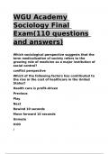 WGU Academy Sociology Final Exam(110 questions and answers).