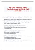 US Army Explosive Safety Familiarization QUESTIONS AND ANSWERS