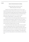 benchmark analysis of a theoretical framework for leadership .docx    LDR-600  Analysis of a Theoretical Framework for Leadership  Colangelo College of Business, Grand Canyon University LDR-600 Leadership Styles and Developmemt   Leadership varies by each