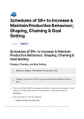 Schedules of SR+ to Increase & Maintain Productive Behaviour; Shaping, Chaining & Goal Setting