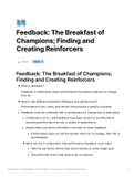 Feedback: The Breakfast of Champions; Finding and Creating Reinforcers in OBM