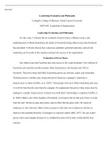 leadership eval .docx  MGT-605  Leadership Evaluation and Philosophy  Colangelo College of Business, Grand Canyon University  MGT-605: Leadership in Organizations  Leadership Evaluation and Philosophy  For this essay, I will provide an evaluation of power