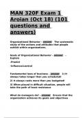 MAN 320F Exam 1 Aroian (Oct 18) (101 questions and answers).