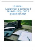 EUP1501 Assignment 2 (DETAILED ANSWERS) Semester 2 2024 (221215) - DUE 2 September 2024