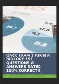 GRCC EXAM 3 REVIEW BIOLOGY 151 QUESTIONS & ANSWERS RATED 100% CORRECT!!