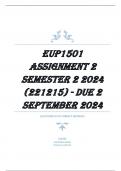 EUP1501 Assignment 2 (DETAILED ANSWERS) Semester 2 2024 (221215) - DUE 2 September 2024 Course Ethical Information and Communication Technologies for Development Solutions (EUP1501) Institution University Of South Africa Book Emerging Pervasive Informatio