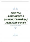 COL3704 Assignment 3 (QUALITY ANSWERS) Semester 2 2024 Course Consumer Law (COL3704) Institution University Of South Africa (Unisa) Book Consumer Law in South Africa