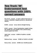 Tow Truck Endorsement test questions with 100- correct answers