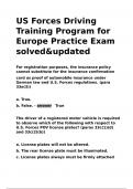 US Forces Driving Training Program for Europe Practice Exam solved&updated