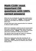 Math C109- most important (50 questions with 100- correct answers).