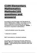 C109 Elementary Mathematics Methods(105 questions and answers).