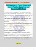 2024 Medicare+ Fraud, Waste, and Abuse Practice Questions and Answers (100% Pass)2024 Medicare+ Fraud, Waste, and Abuse Practice Questions and Answers (100% Pass) Your job is to submit a risk diagnosis to the Centers for Medicare & Medicaid Services (CMS)