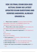 VEN 125 FINAL EXAM 2024-2025 ACTUAL EXAM 165 LATEST UPDATED EXAM QUESTIONS AND VERIFIED ANSWERS. ALREADY GRADED A+