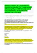 Nursing Process NCLEX Questions Comprehensive Set For Fundamentals of Nursing Class | 165 Questions and Correct Answers With Rationale. Updated Fall 2024/2025.