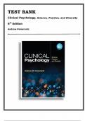 TEST BANK FOR Clinical Psychology, Science, Practice, and Diversity, 6th Edition, Andrew Pomerantz, 9781071910566