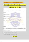 CNA Written Exam Practice Questions and Answers (100% Pass)