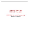 NURS 6521 Week 9 Quiz Answer (Latest 9 Versions), NURS 6521N Advanced Pharmacology