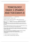 TOXICOLOGY EXAM 1 (PHARM AND TOX EXAM 2)