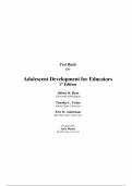 Test Bank For Adolescent Development for Educators 1st Edition by Allison Ryan, Timothy Urdan, Eric Anderman (All Chapters, 100% Original Verified, A+ Grade)