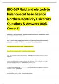 BIO 669 Fluid and electrolyte balance/acid base balance Northern Kentucky University Questions & Answers 100% Correct!!