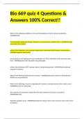 Bio 669 quiz 4 Questions & Answers 100% Correct!!