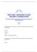 WGU C838 - MANAGING CLOUD SECURITY COURSE EXAM |GUARANTEED |ACCURATE ANSWERS