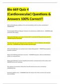 Bio 669 Quiz 4 (Cardiovascular) Questions & Answers 100% Correct!!