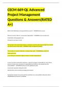 CECM 669-QL Advanced Project Management Questions & Answers(RATED A+)