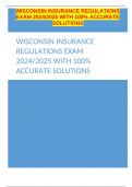 WISCONSIN INSURANCE REGULATIONS EXAM 2024/2025 WITH 100% ACCURATE SOLUTIONS