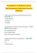 Prosthetics & Orthotics Exam   Set Questions & Revised Correct  Answers 