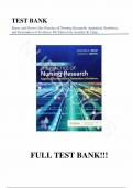 Test Bank - for Burns and Grove's The Practice of Nursing Research  Appraisal, Synthesis, and Generation of Evidence 9th Edition by Jennifer R. Gray, All Chapters | Complete Guide A+