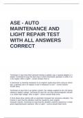 ASE - AUTO MAINTENANCE AND LIGHT REPAIR TEST WITH ALL ANSWERS CORRECT.