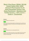 Weeks 5 - 8 Final Exam: NR 568 / NR568 | Latest 2024 / 2025 | COMPLETE STUDY BUNDLE | Advanced Pharmacology for the Adult-Gerontology Primary Care Nurse Practitioner | Questions and Verified Answers - Chamberlain