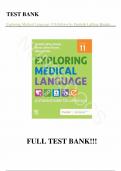 Test Bank - for Exploring Medical Language 11th Edition by Danielle LaFleur Brooks, All Chapters | Complete Guide A+