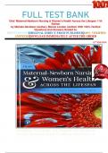 FULL TEST BANK Olds' Maternal-Newborn Nursing & Women's Health Across the Lifespan 11th Edition by Michele Davidson (Author), Marcia London (Author) With 100% Verified Questions And Answers Graded A+    