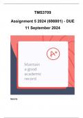 TMS3709 Assignment 5 (COMPLETE ANSWERS) 2024 (698801) - DUE 11 September 2024