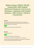 Midterm & Final Exam: NR569 / NR 569 (Latest Update 2024 / 2025 STUDY BUNDLE WITH COMPLETE SOLUTIONS) Differential Diagnosis in Acute Care Practicum | Questions and Verified Answers | 100% Correct – Chamberlain