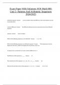 Exam Paper With Solutions SOS Math 800: Unit 5- Patterns And Arithmetic Sequences 2024/2025