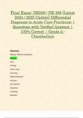 Final Exam: NR569 / NR 569 (Latest 2024 / 2025 Update) Differential Diagnosis in Acute Care Practicum | Questions with Verified Answers | 100% Correct | Grade A - Chamberlain